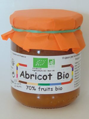 Confiture d’abricot Bio 70% de fruits – 240g