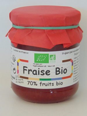 Confiture de fraises Bio 70% de fruits – 240g