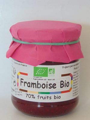 Confiture de framboises Bio 70% de fruits – 240g