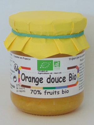 Marmelade d’orange douce Bio 70% de fruits – 240g